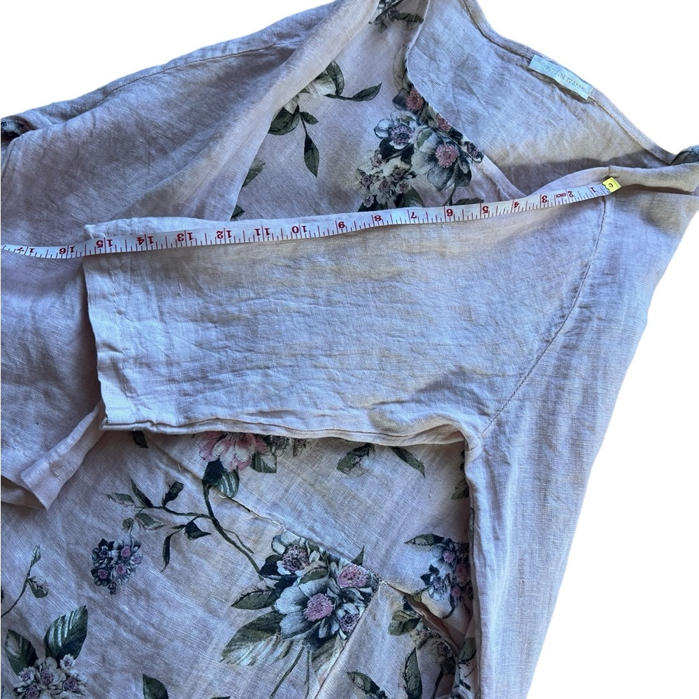 Italian luxury Pink Floral Tunic with Pockets, Made in Italy - 3/4 Sleeve - Picture 9 of 12